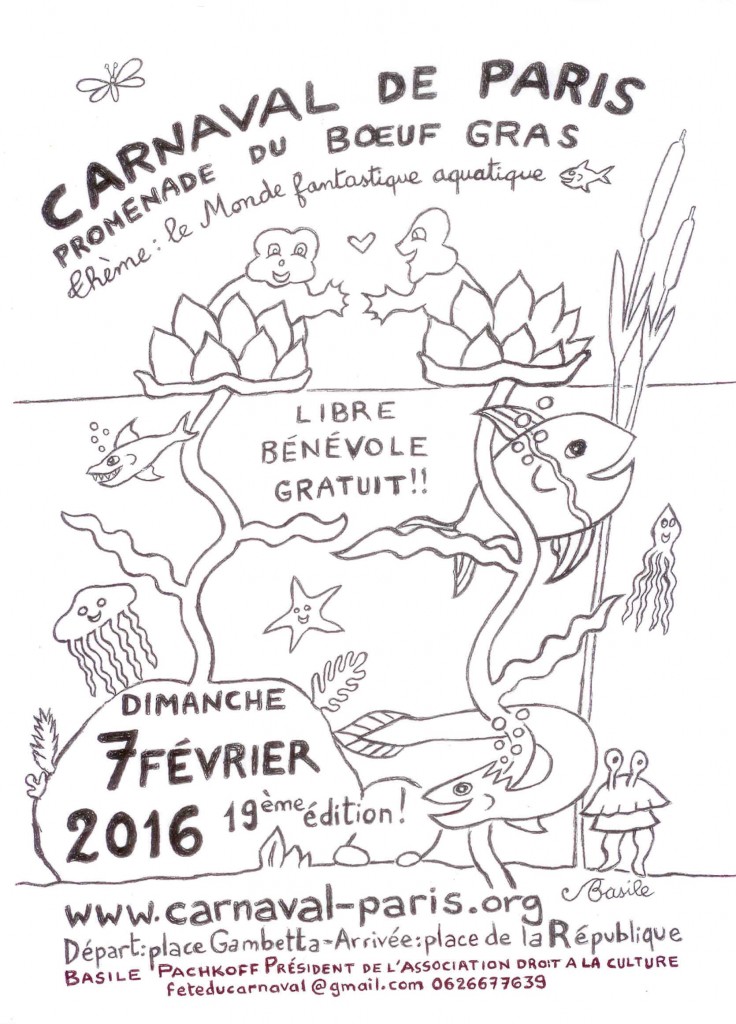 AFFICHE CARNAVAL DE PARIS 2016 - NOIR ET BLANC