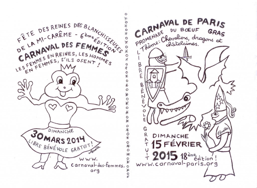 Tract d'appel au Carnaval des Femmes 2014 et au Carnaval de Paris 2015 - Recto