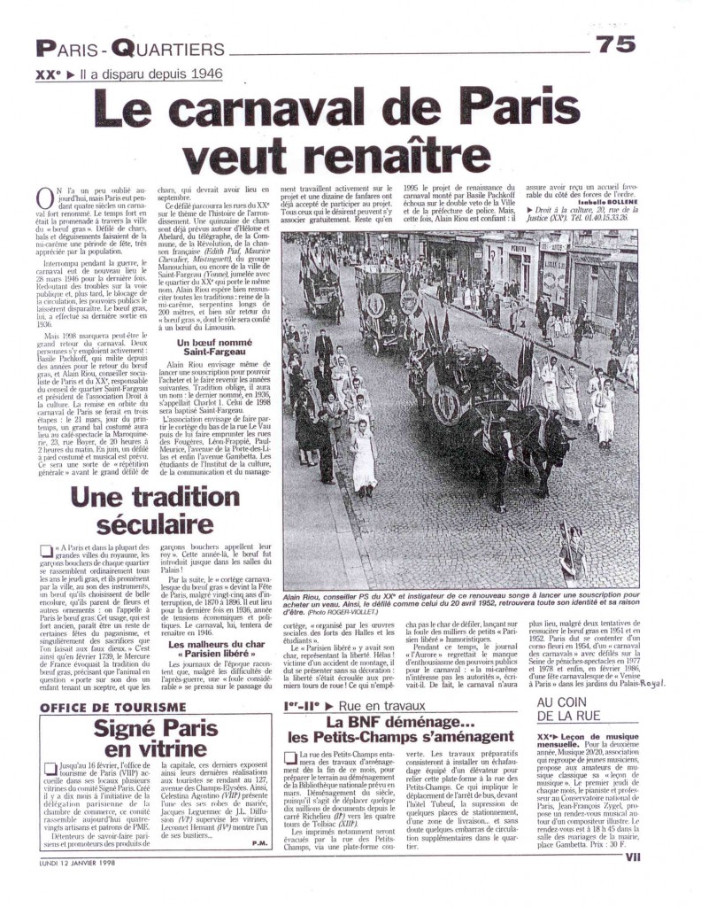 6 - Article du Parisien du 12 janvier 1998