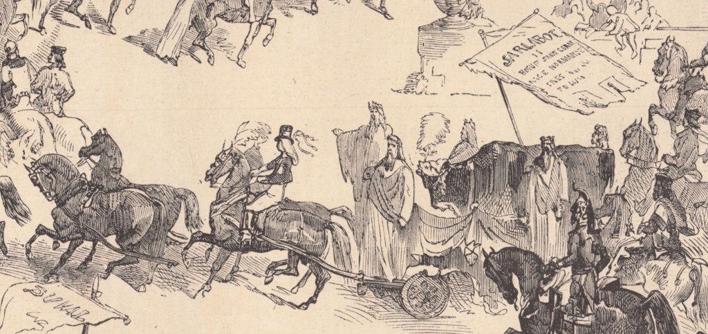 2 - 1858 - Char de la vache Sarlabot - Le Monde illustré - 27 février 1858 - page 136 - Détail d'un dessin pleine page