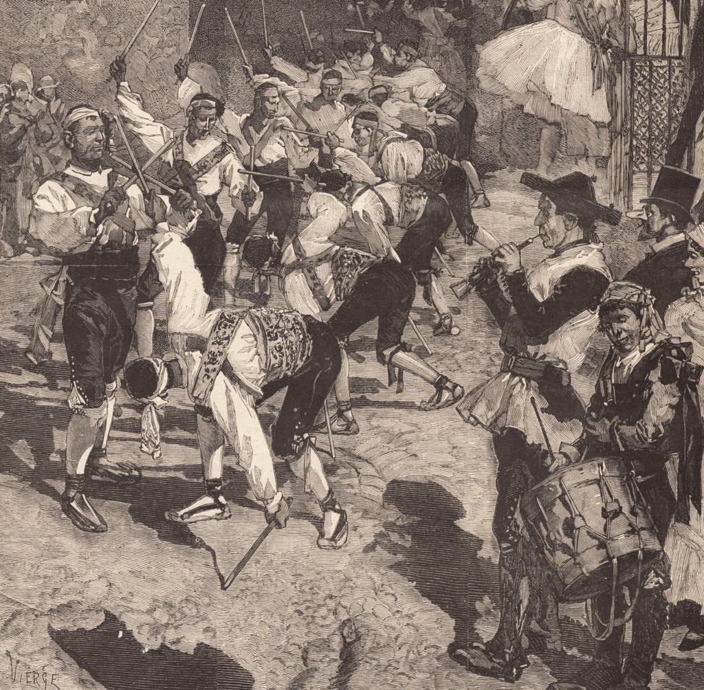 La Danse des bâtons au Carnaval de Madrid 1879 - La Danza de los palos - Le Monde illustré - 1er mars 1879
