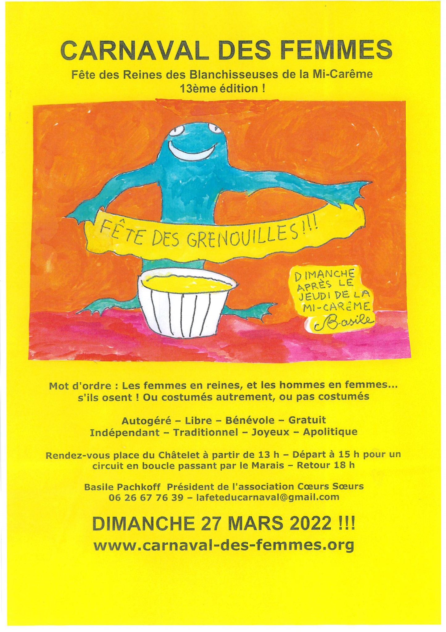 Tous au 13ème Carnaval des Femmes le dimanche 27 mars 2022